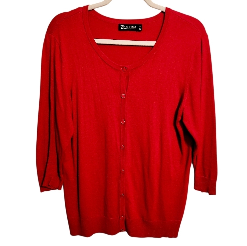 NY & Company 7th Avenue | Women's Berry Pink Cardigan Sweater (Size XL)